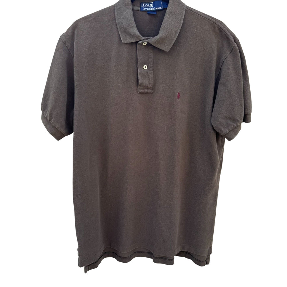 Polo By Ralph Lauren Vintage Mens Preppy Brown Cotton Short Sleeve Polo Shirt L