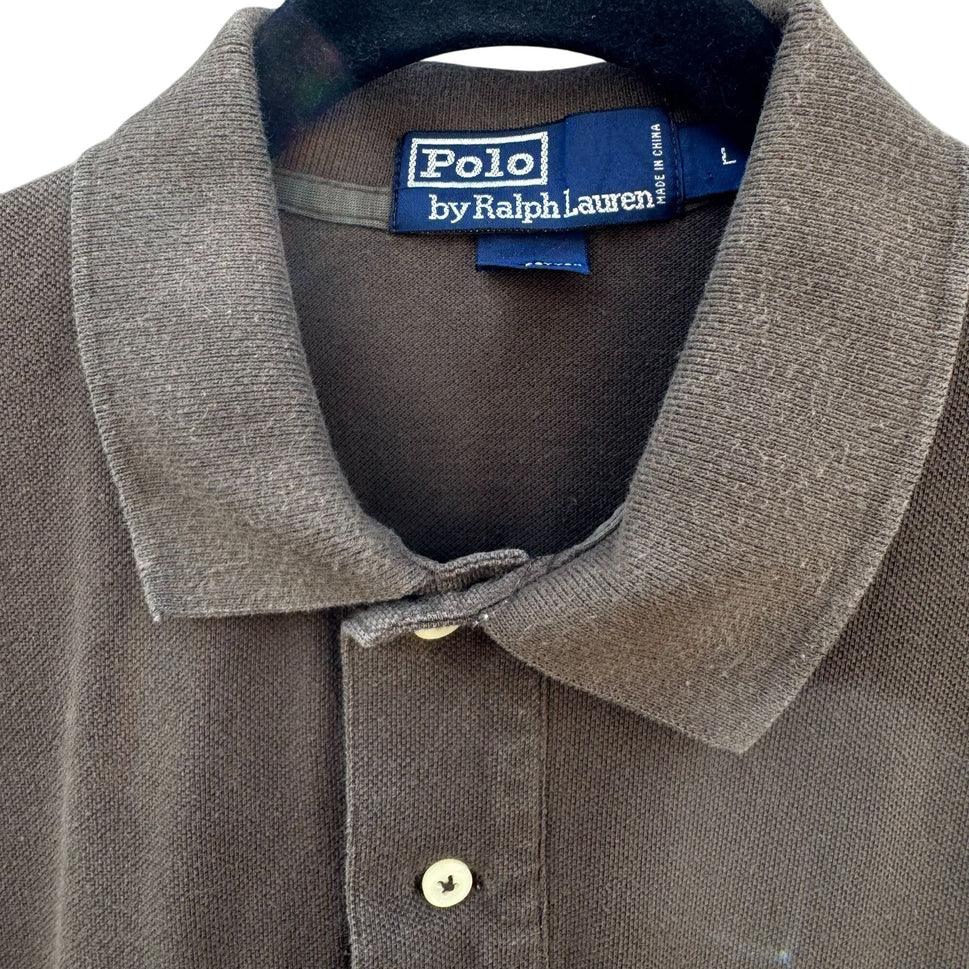 Polo By Ralph Lauren Vintage Mens Preppy Brown Cotton Short Sleeve Polo Shirt L