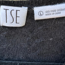Switch TSE Black 100% Cashmere Chevron Cable Knit V-Neck Sweater Longline Womens Large 2 image
