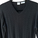 Switch TSE Black 100% Cashmere Chevron Cable Knit V-Neck Sweater Longline Womens Large 3 image