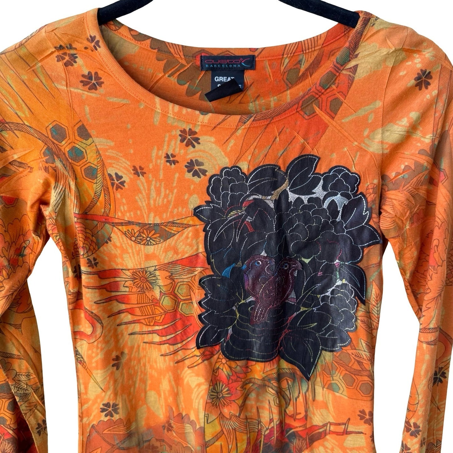Custo Barcelona Vintage Y2K 90s Cyber Graphic Bird Floral Top Designer Sample 2