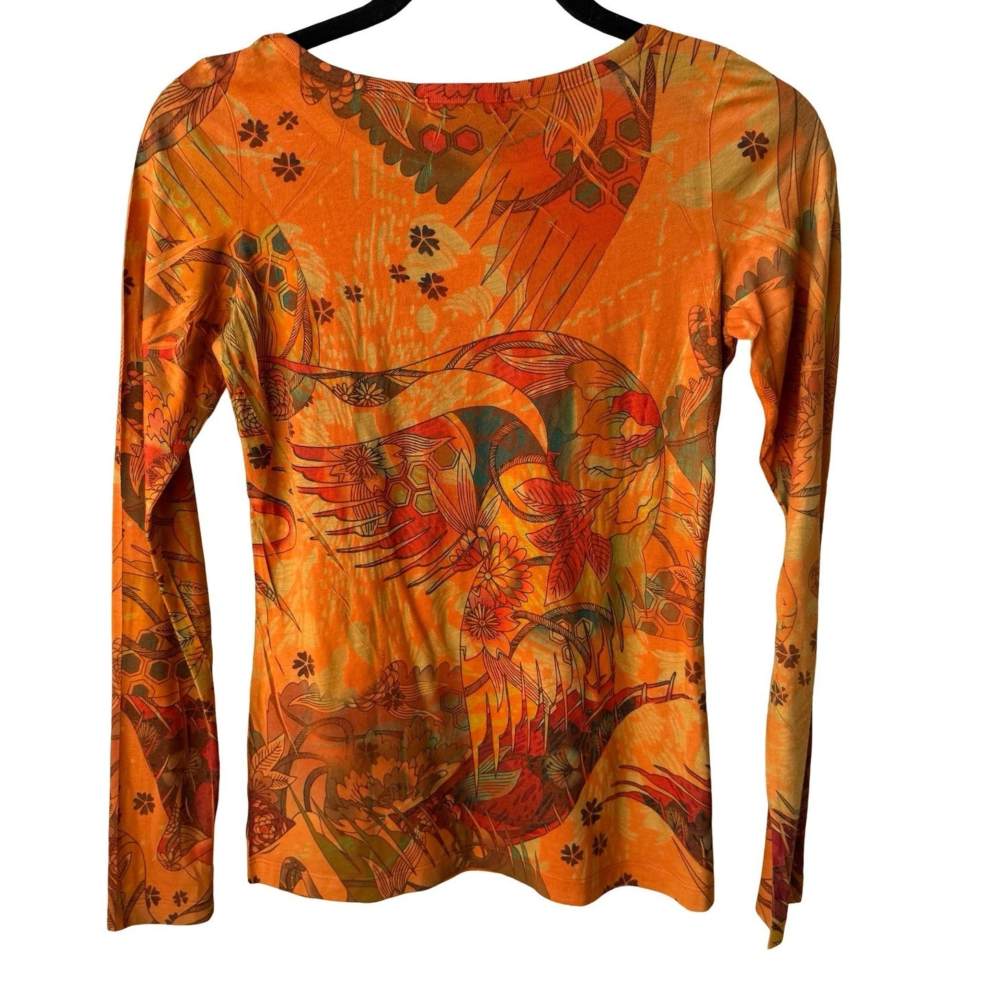 Custo Barcelona Vintage Y2K 90s Cyber Graphic Bird Floral Top Designer Sample 2