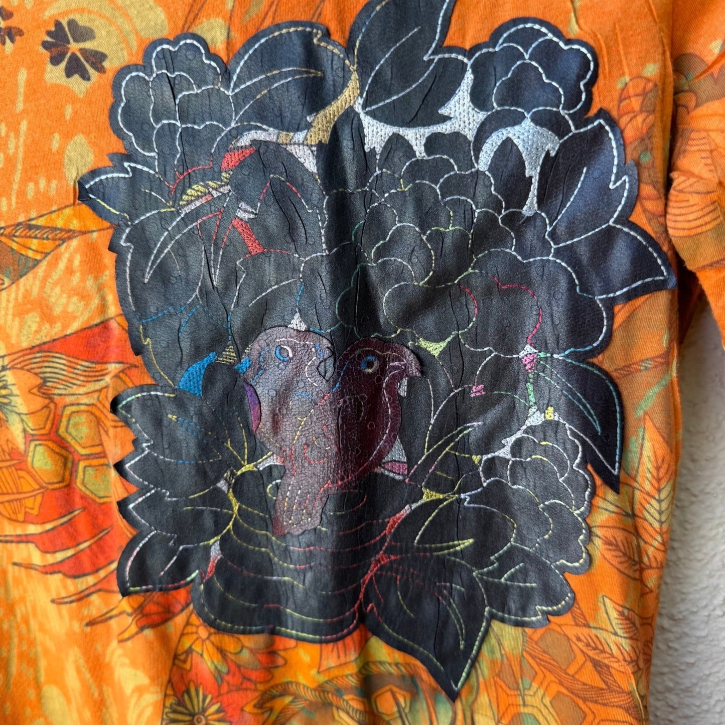 Custo Barcelona Vintage Y2K 90s Cyber Graphic Bird Floral Top Designer Sample 2