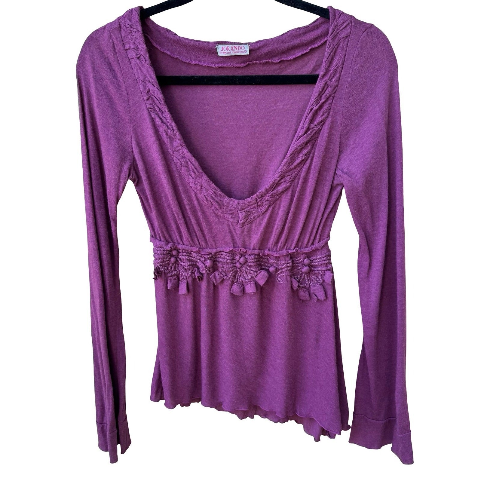 Jorando Y2K Whimsigoth Crochet Empire Waist Renaissance Gypsy Ethereal Boho Top
