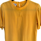 Switch Christie &amp; Jill Vintage Womens Yellow Pure Silk Short Sleeve Keyhole Blouse S 3 image
