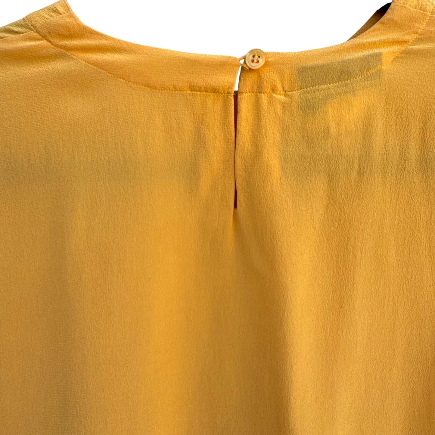 Christie & Jill Vintage Womens Yellow Pure Silk Short Sleeve Keyhole Blouse S