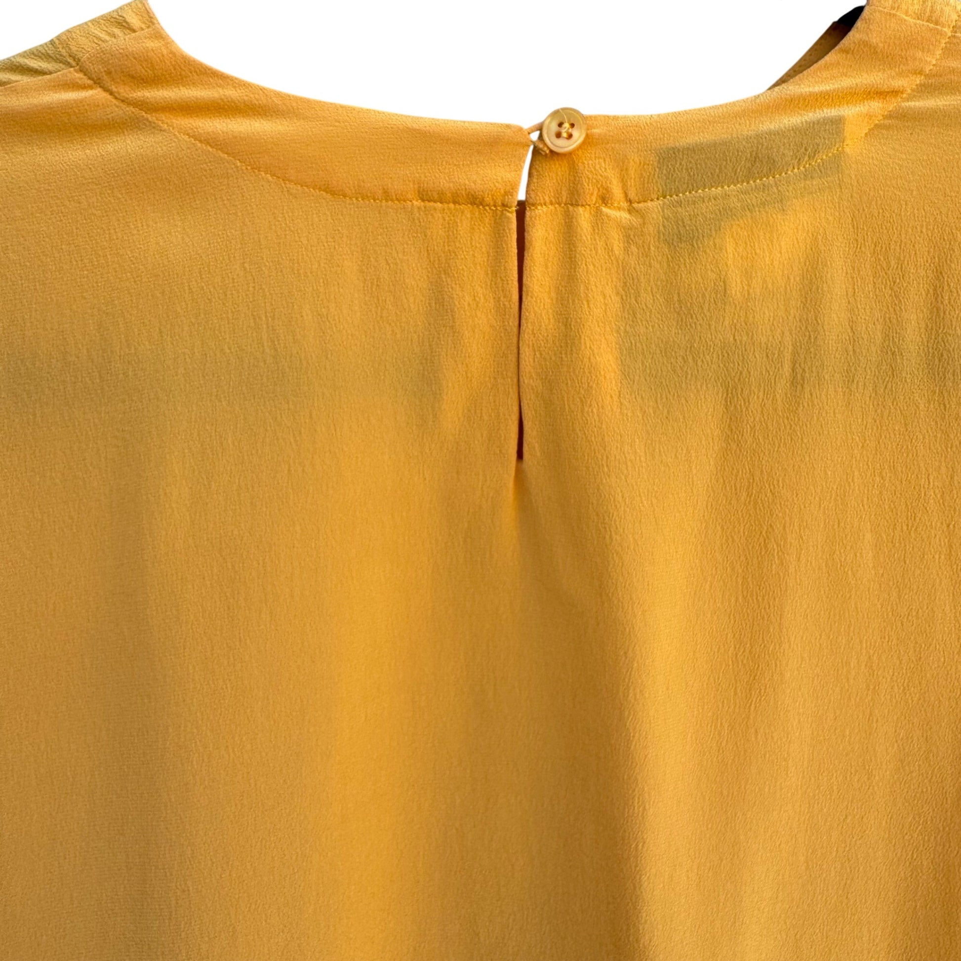 Christie & Jill Vintage Womens Yellow Pure Silk Short Sleeve Keyhole Blouse S