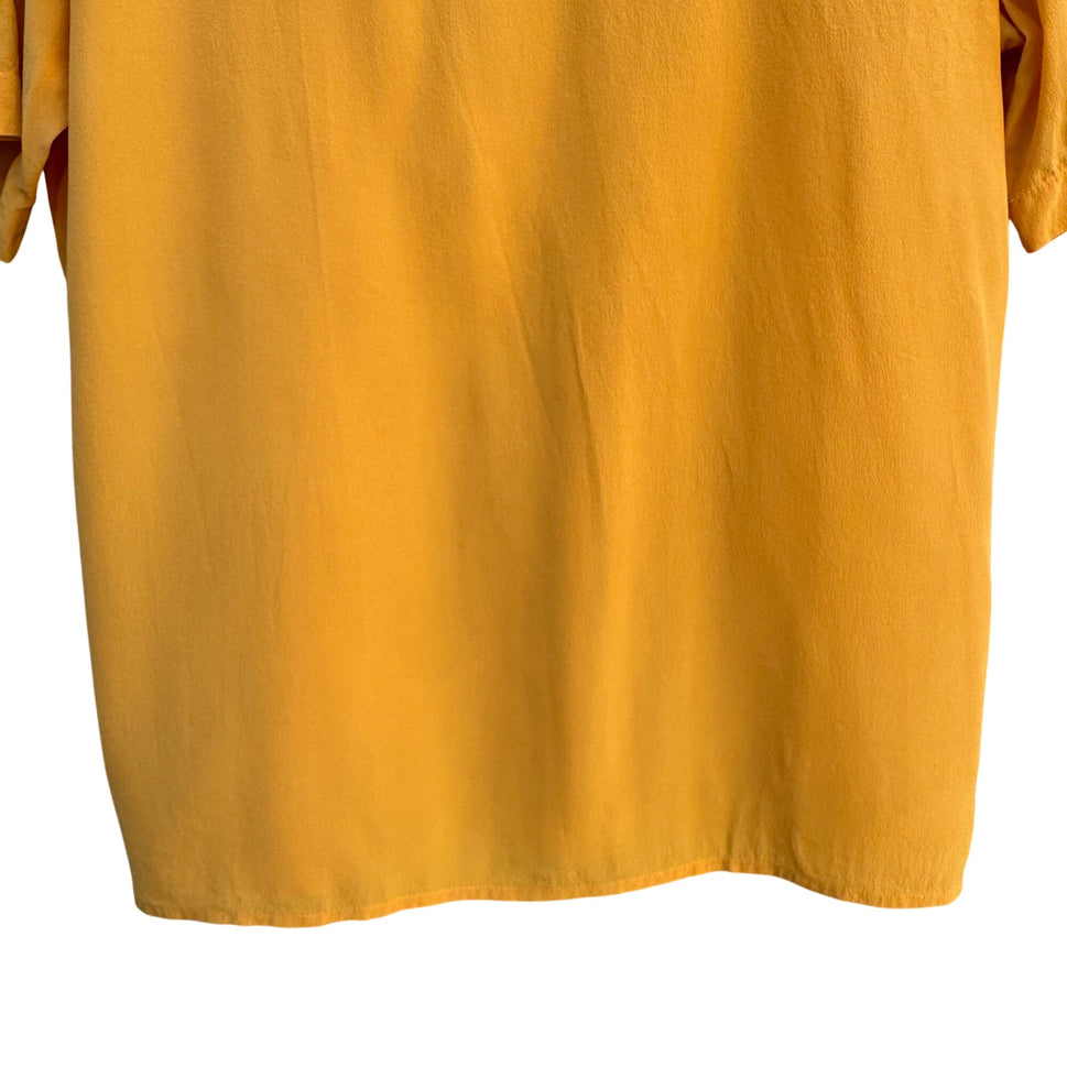 Christie & Jill Vintage Womens Yellow Pure Silk Short Sleeve Keyhole Blouse S