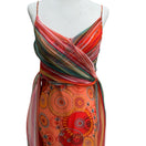 Switch Anna Paul Vintage Y2K Silk Boho Geometric Stripe Wrap Flowy Resort Midi Dress XS 3 image