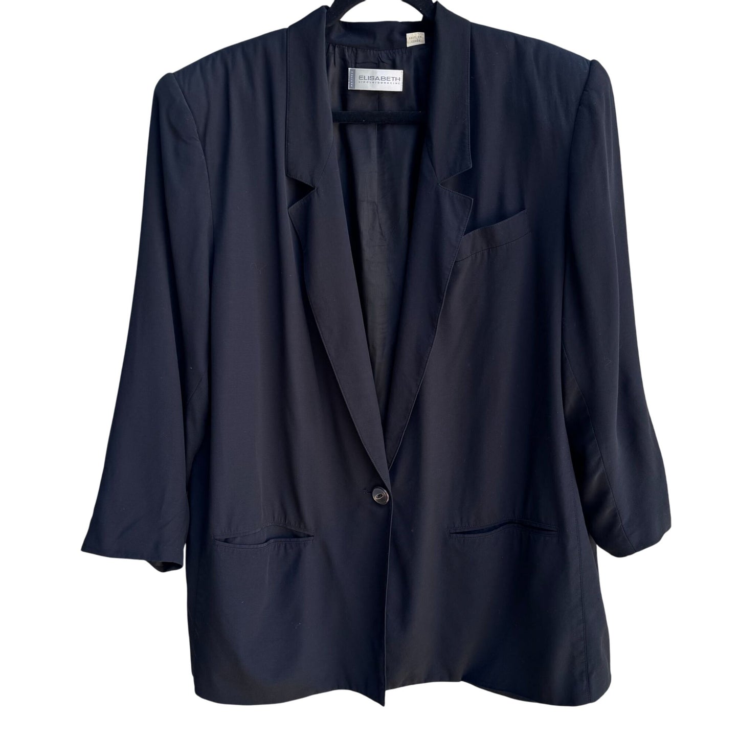 Elisabeth By Liz Claiborne Vintage Womens Black Single Button Blazer Jacket 18