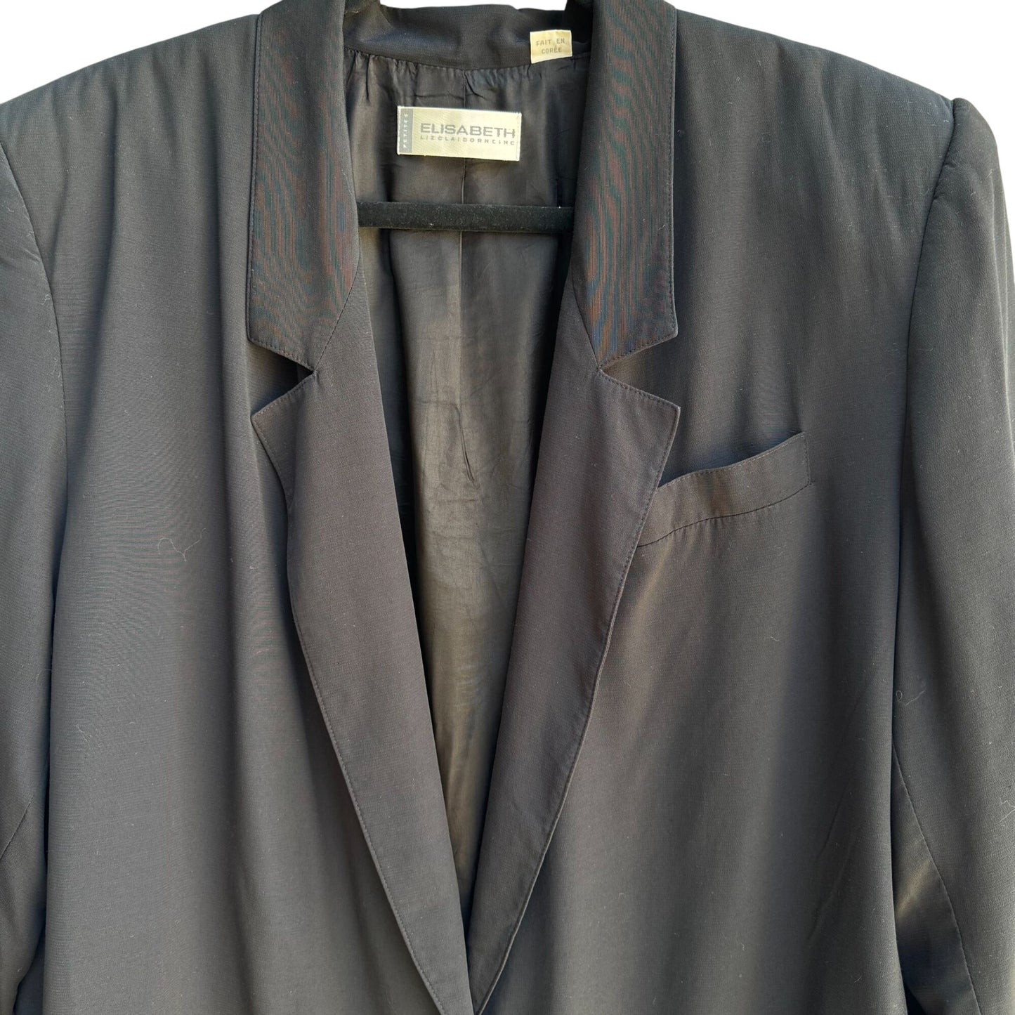 Elisabeth By Liz Claiborne Vintage Womens Black Single Button Blazer Jacket 18