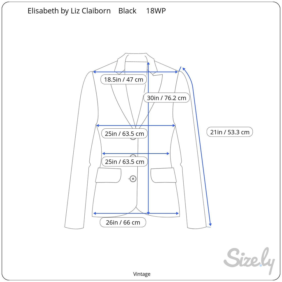 Elisabeth By Liz Claiborne Vintage Womens Black Single Button Blazer Jacket 18