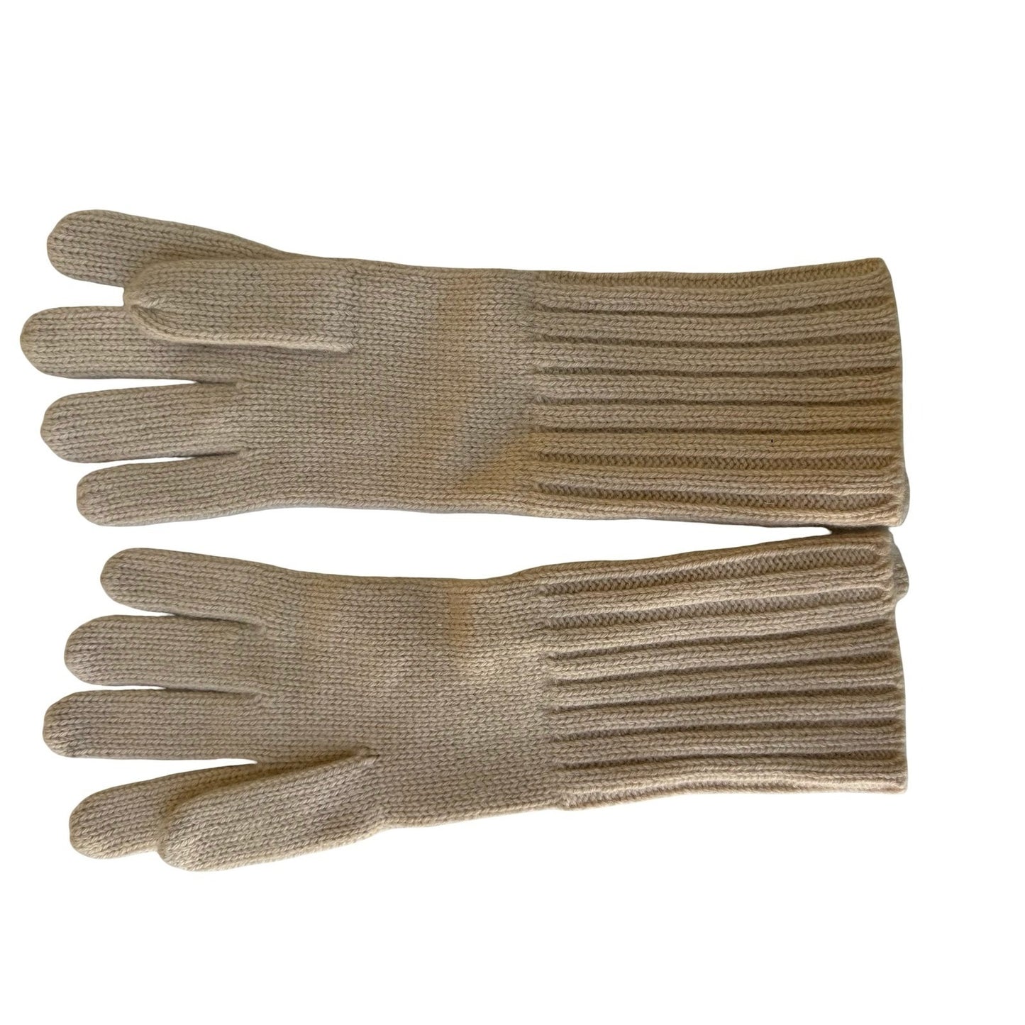 Banana Republic 100% Cashmere Gloves Tan Camel Ribbed Button Cuff Long Knit Warm