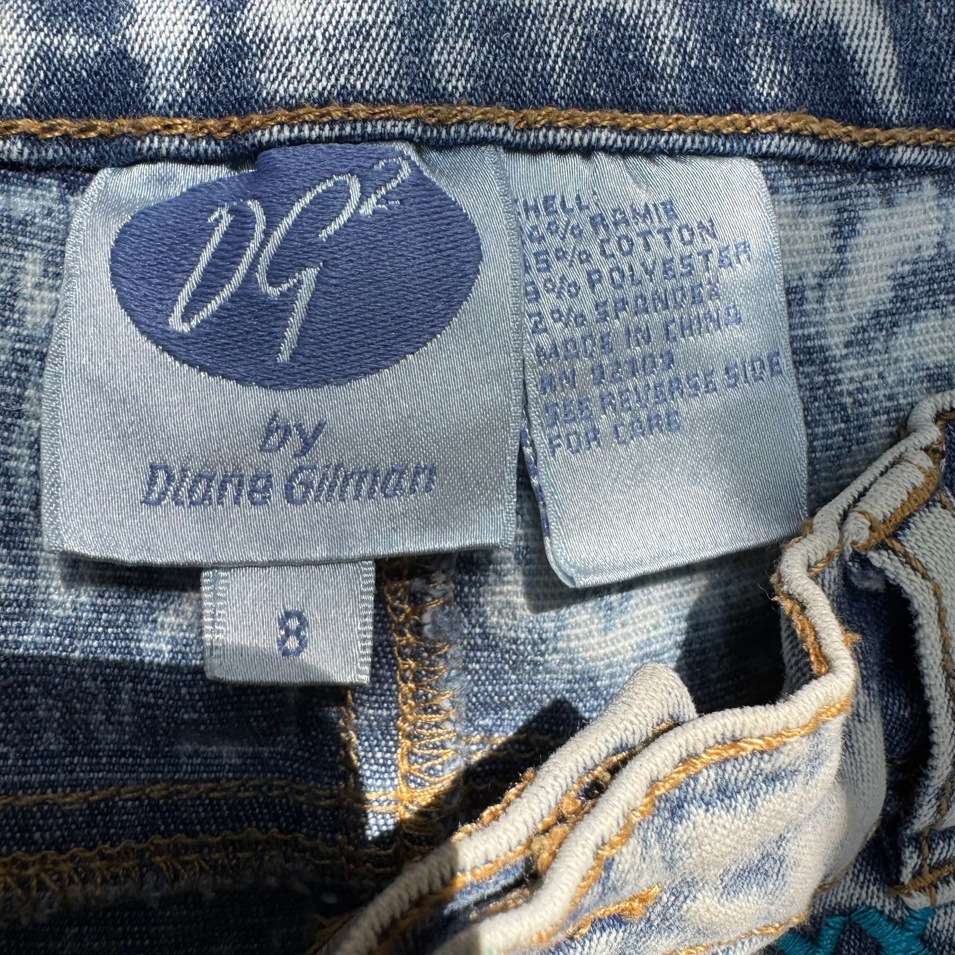 Dg2 By Diane Gilman Womens Embroidered Acid Wash Stretch Denim Cutoff Shorts 8