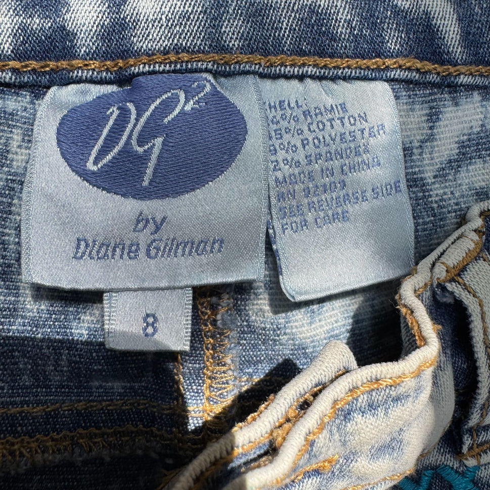 Dg2 By Diane Gilman Womens Embroidered Acid Wash Stretch Denim Cutoff Shorts 8
