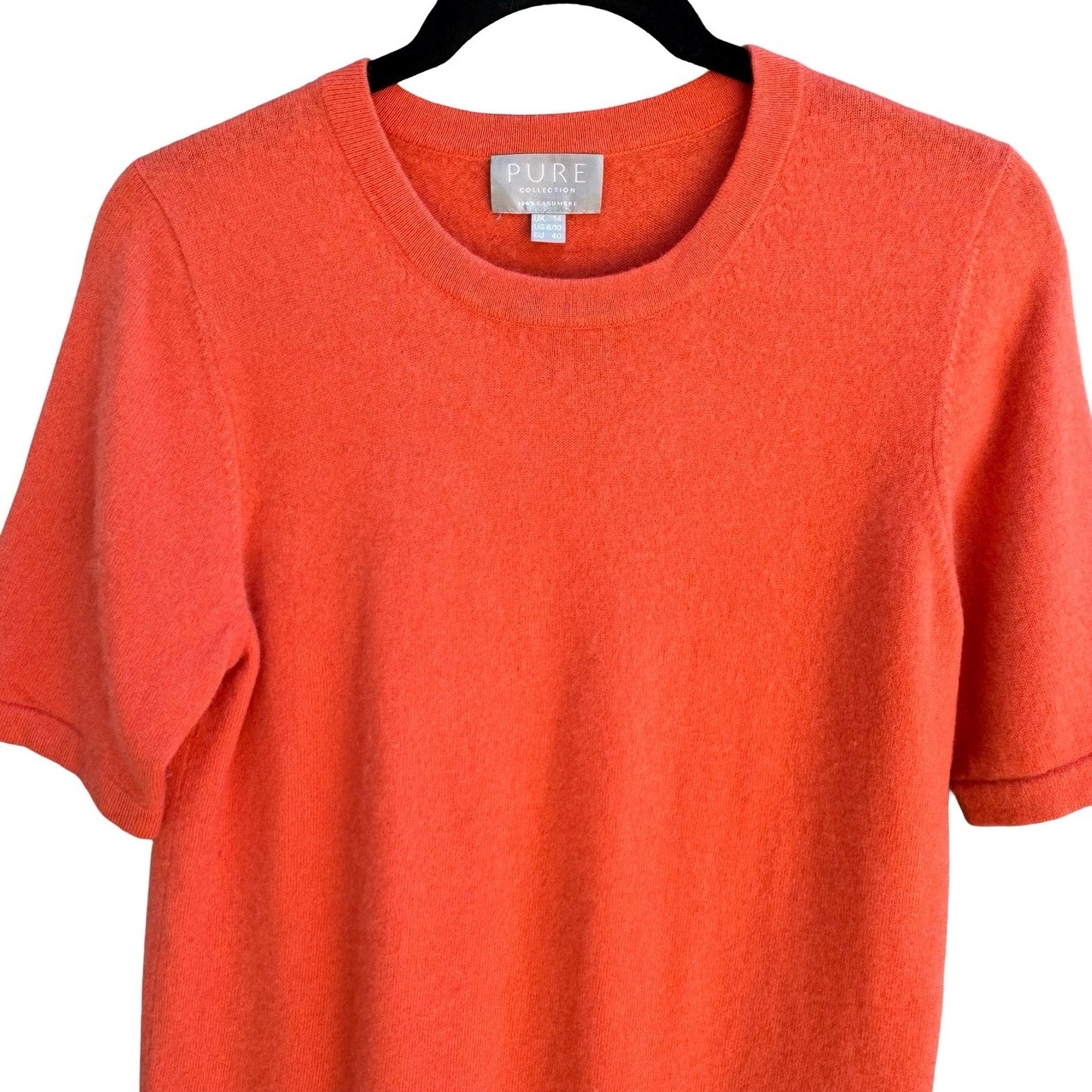 Pure Collection Cashmere Short Sleeve Orange Sweater 8 Old Money Quiet Luxury