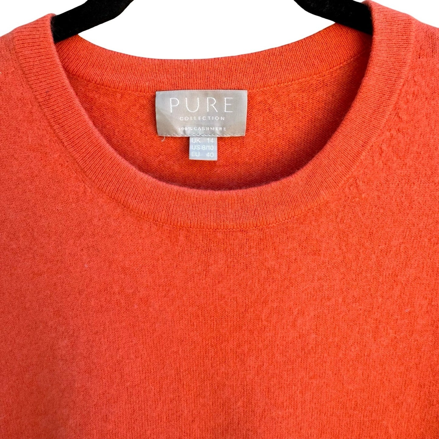 Pure Collection Cashmere Short Sleeve Orange Sweater 8 Old Money Quiet Luxury