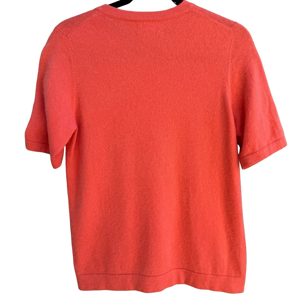 Pure Collection Cashmere Short Sleeve Orange Sweater 8 Old Money Quiet Luxury