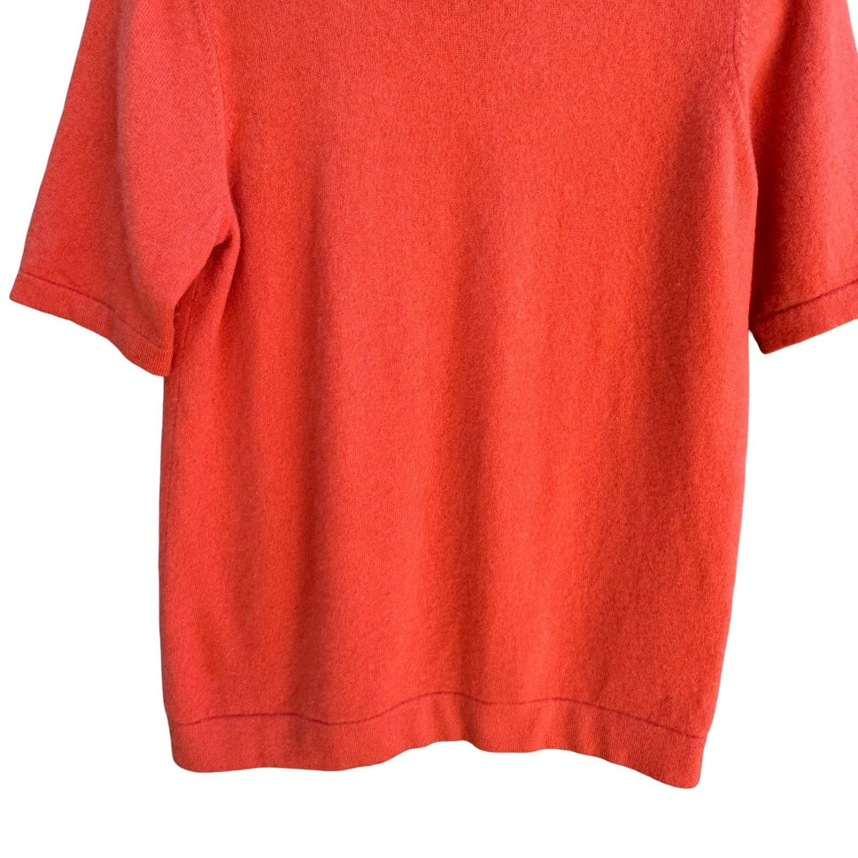 Pure Collection Cashmere Short Sleeve Orange Sweater 8 Old Money Quiet Luxury