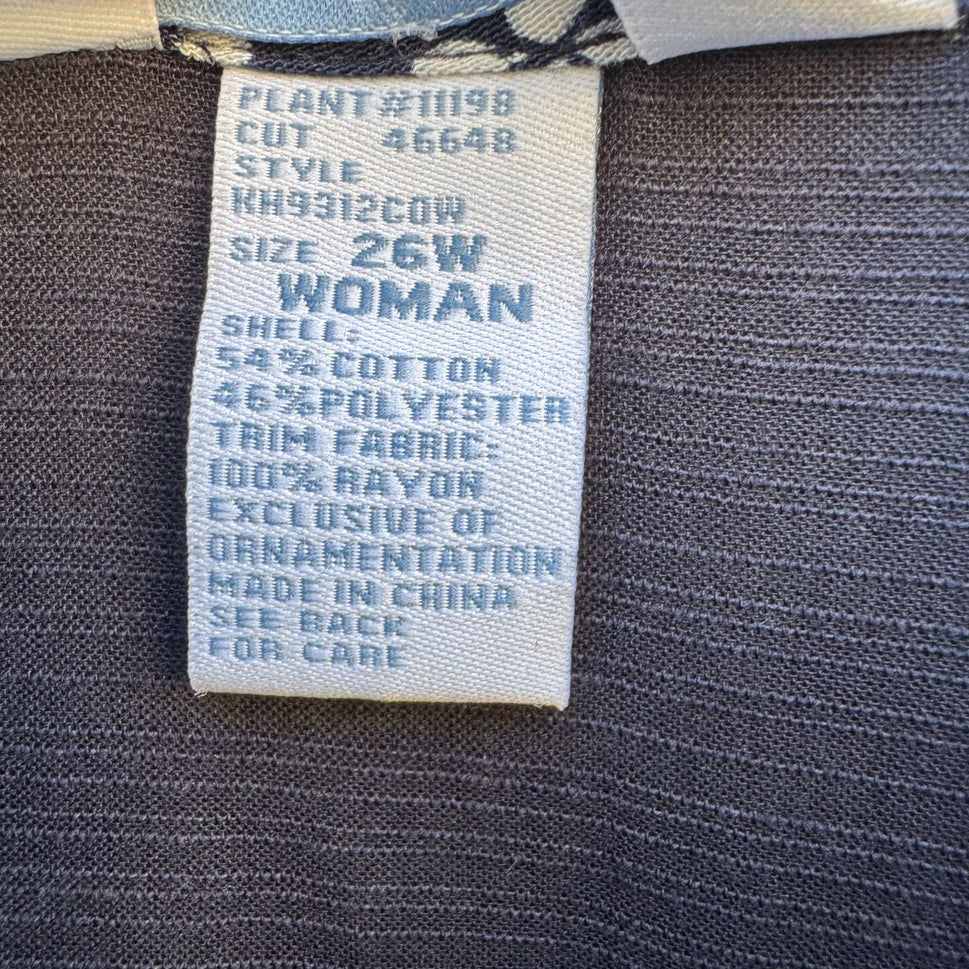 City Blues By Koret Womens Blue Linen Band Collar Embroidered Lightweight Jacket