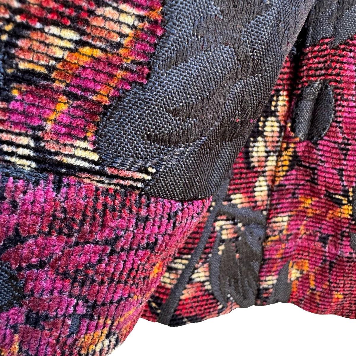 Vintage Boho Art To Wear Grannycore Dark Floral Tapestry Jacquard Blazer Jacket