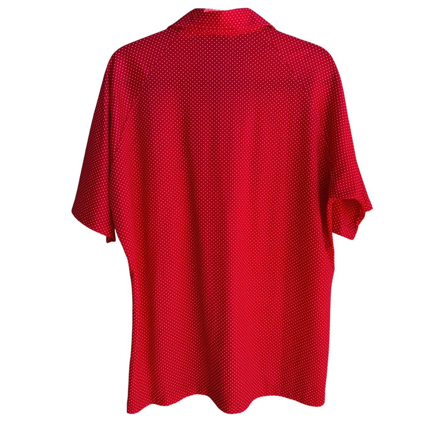 Lilly Dache Vintage 70s 80s Red Polka Dot Short Sleeve Disco Knit Polo Shirt L