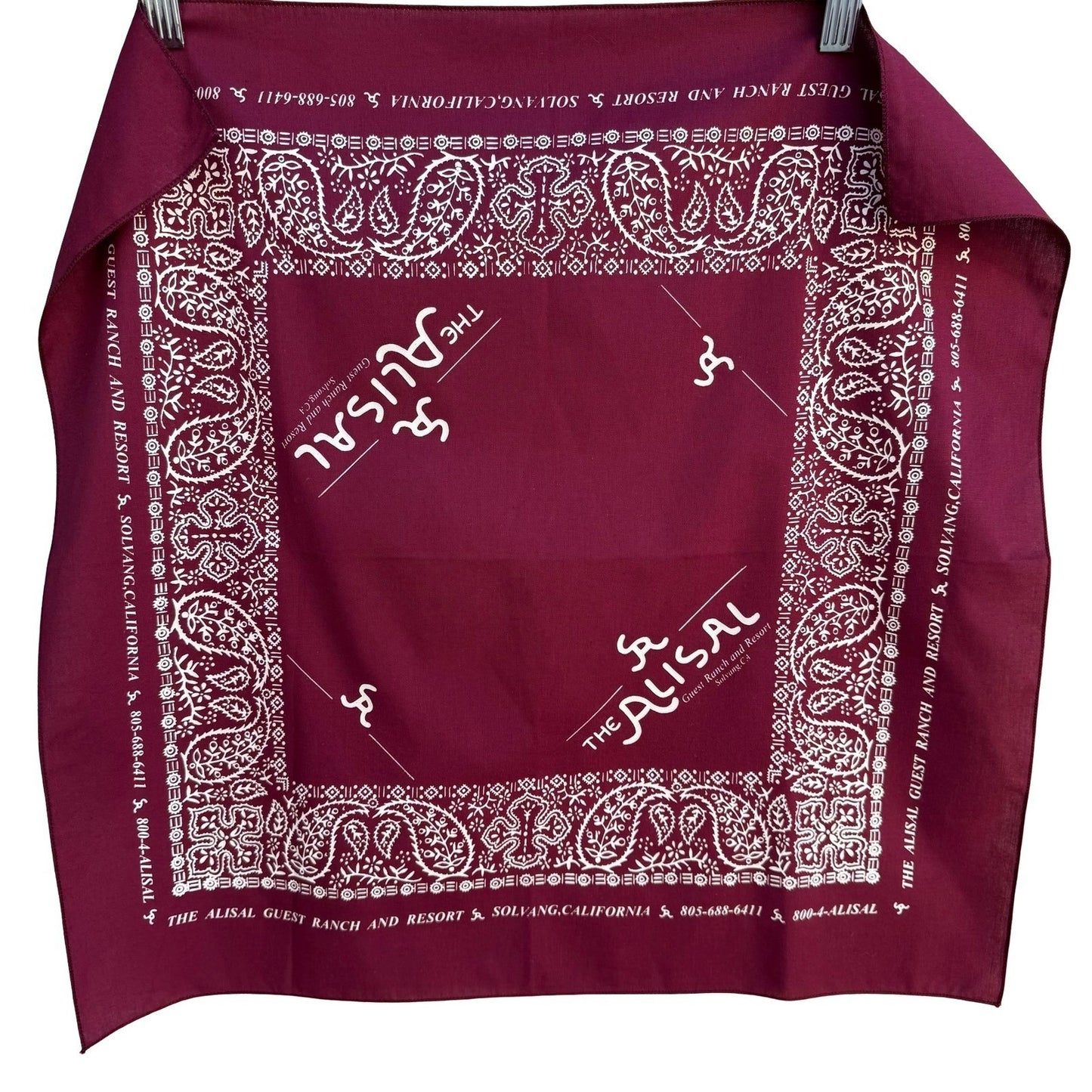 Alisal Ranch Resort Bandana Burgundy Paisley Solvang California Santa Ynez Scarf