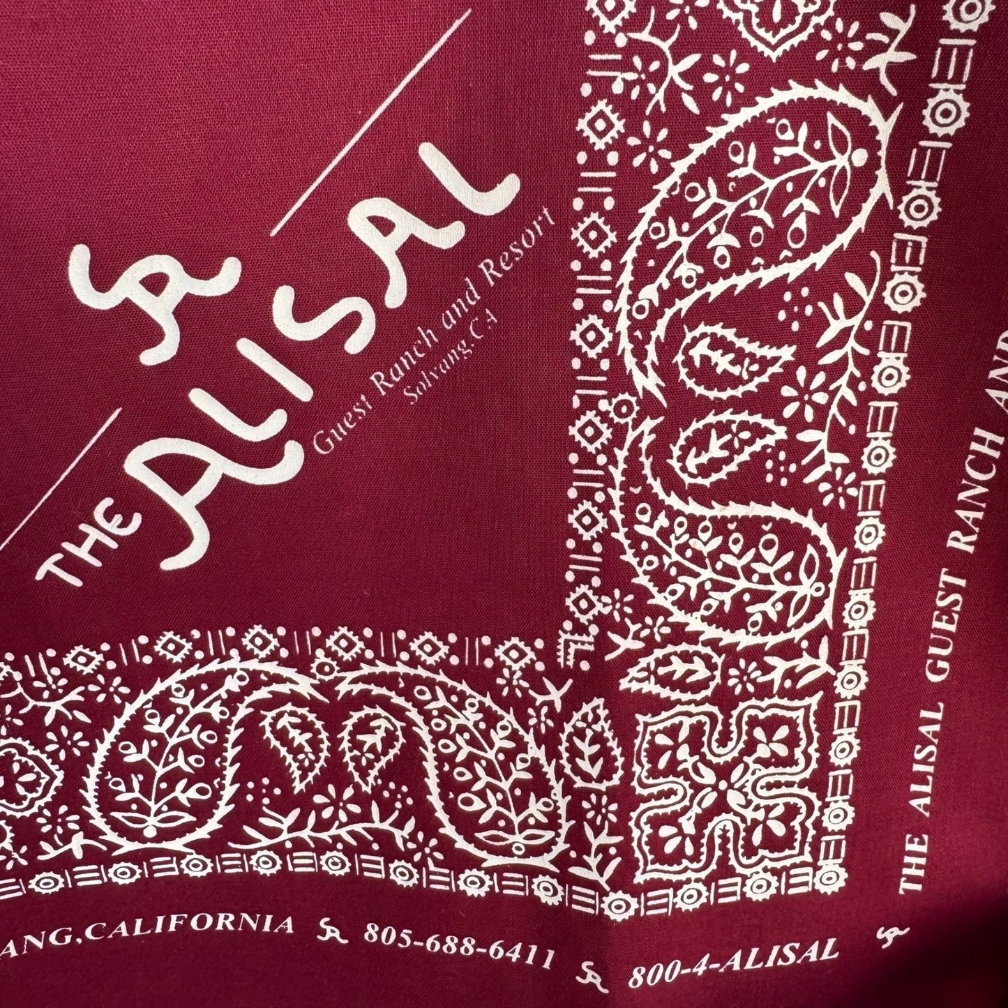 Alisal Ranch Resort Bandana Burgundy Paisley Solvang California Santa Ynez Scarf