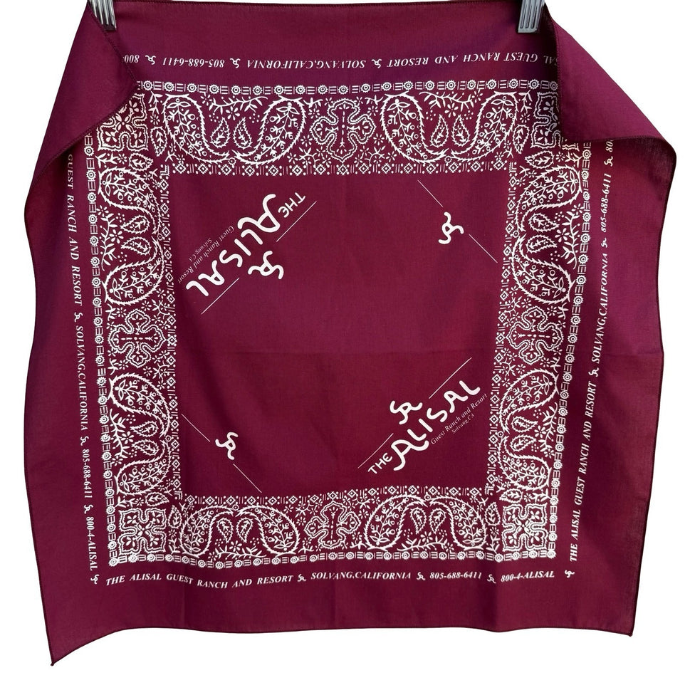 Alisal Ranch Resort Bandana Burgundy Paisley Solvang California Santa Ynez Scarf