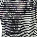 Switch Beverly Drive Womens Striped Linen Blend Glitter Floral Print Short Sleeve Top 2X 3 image