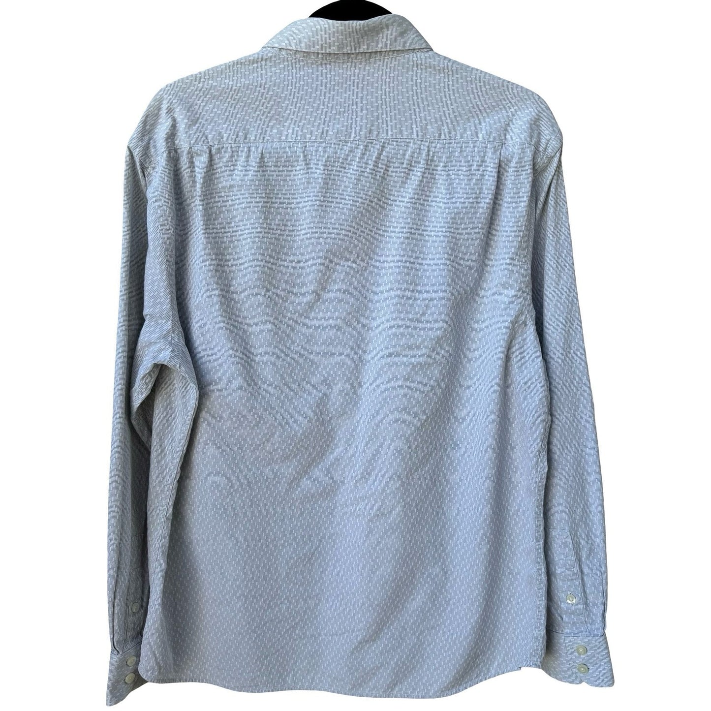 GAP Fitted Premium Mens Long Sleeve Button Down Shirt Blue Geometric 16-16.5 L