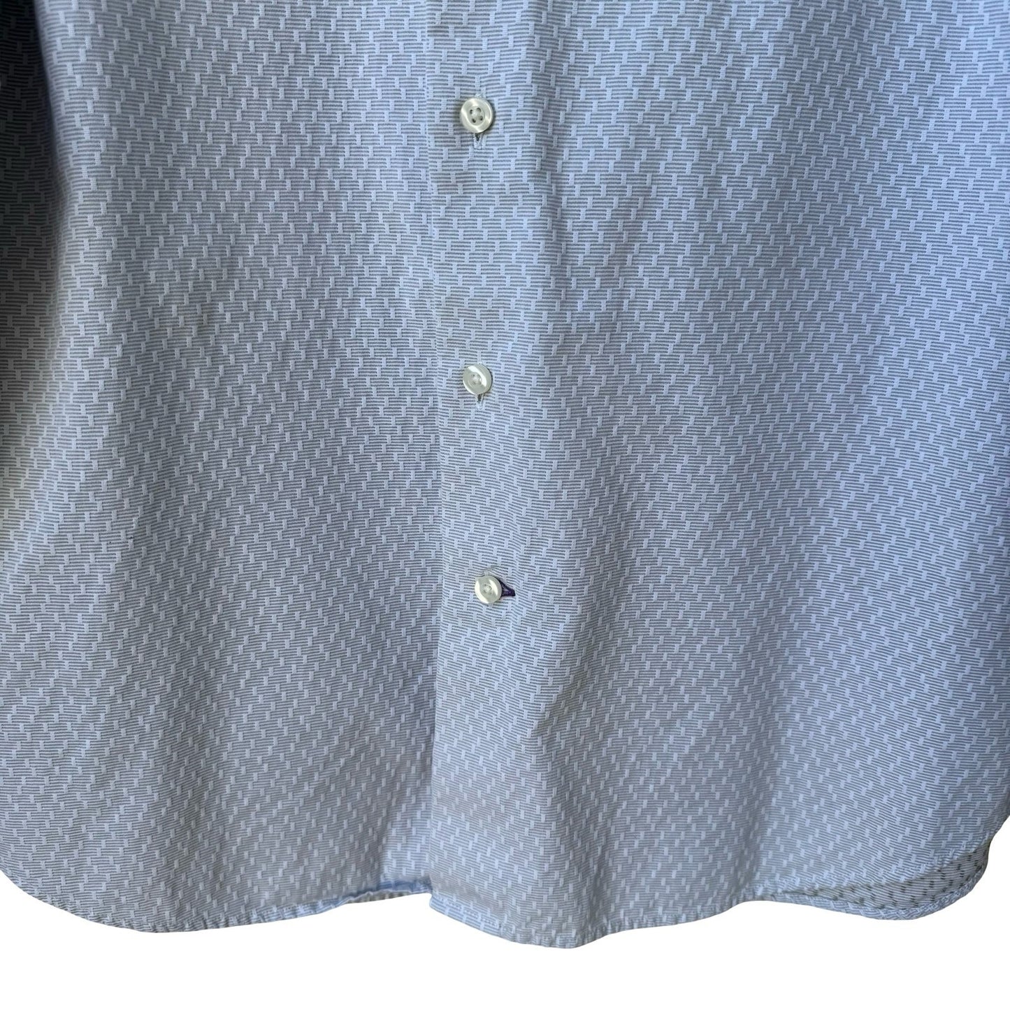 GAP Fitted Premium Mens Long Sleeve Button Down Shirt Blue Geometric 16-16.5 L