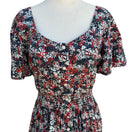 Switch Wrangler Retro Womens S Red Floral Smocked Waist Cowgirl Mini Dress Boho Western 3 image