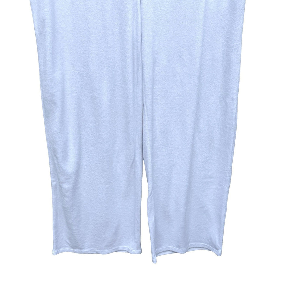 J Jill White Resortwear Beachy Terry Cloth Cropped Lounge Pants Wide Leg M NEW