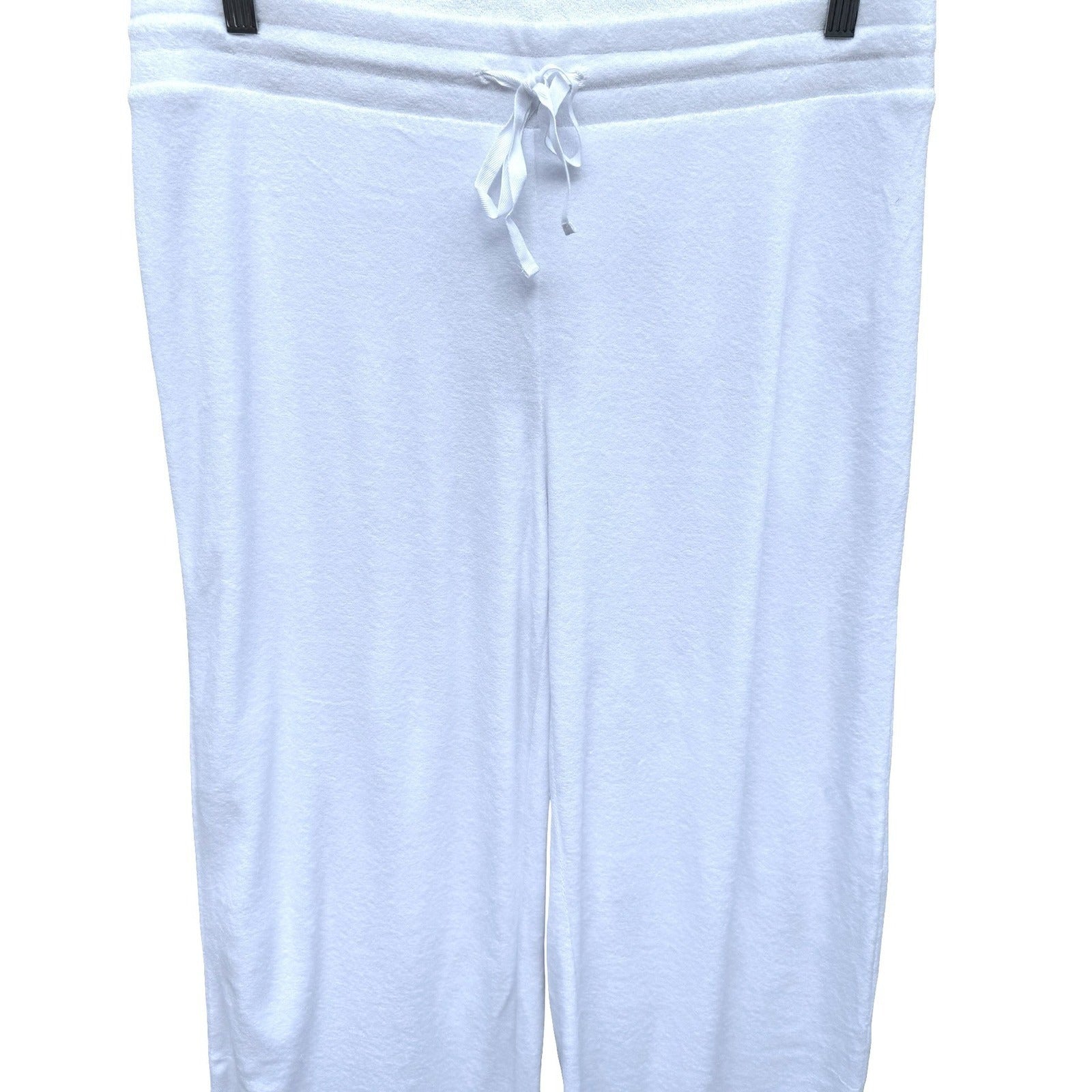 J Jill White Resortwear Beachy Terry Cloth Cropped Lounge Pants Wide Leg M NEW