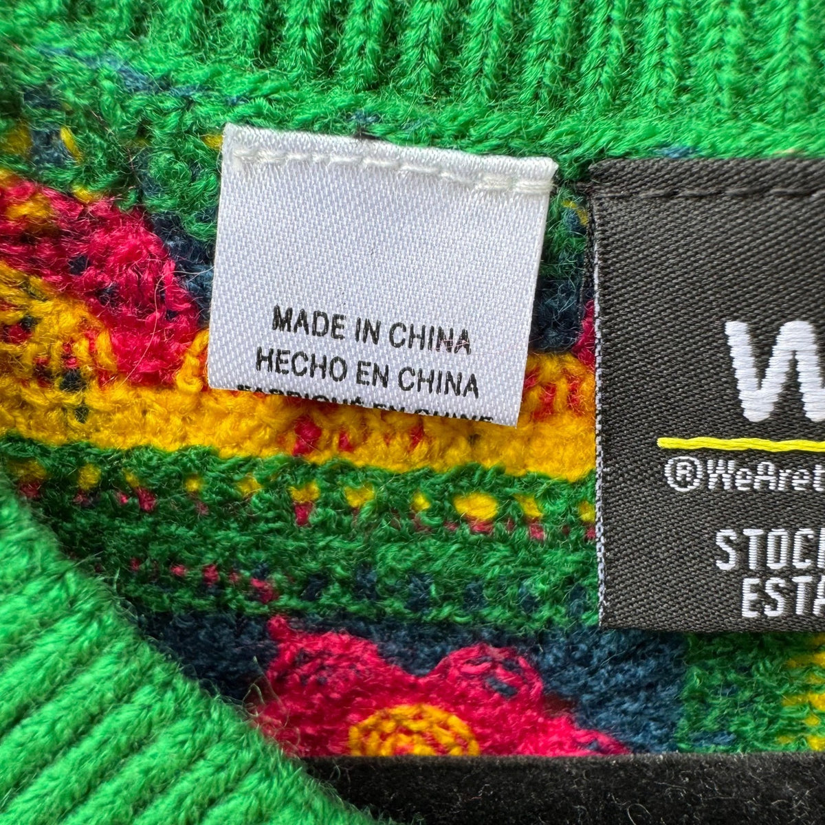 WESC Granny Square Crochet Knit Vest Boho Retro Sweater Green Mens M Womens L