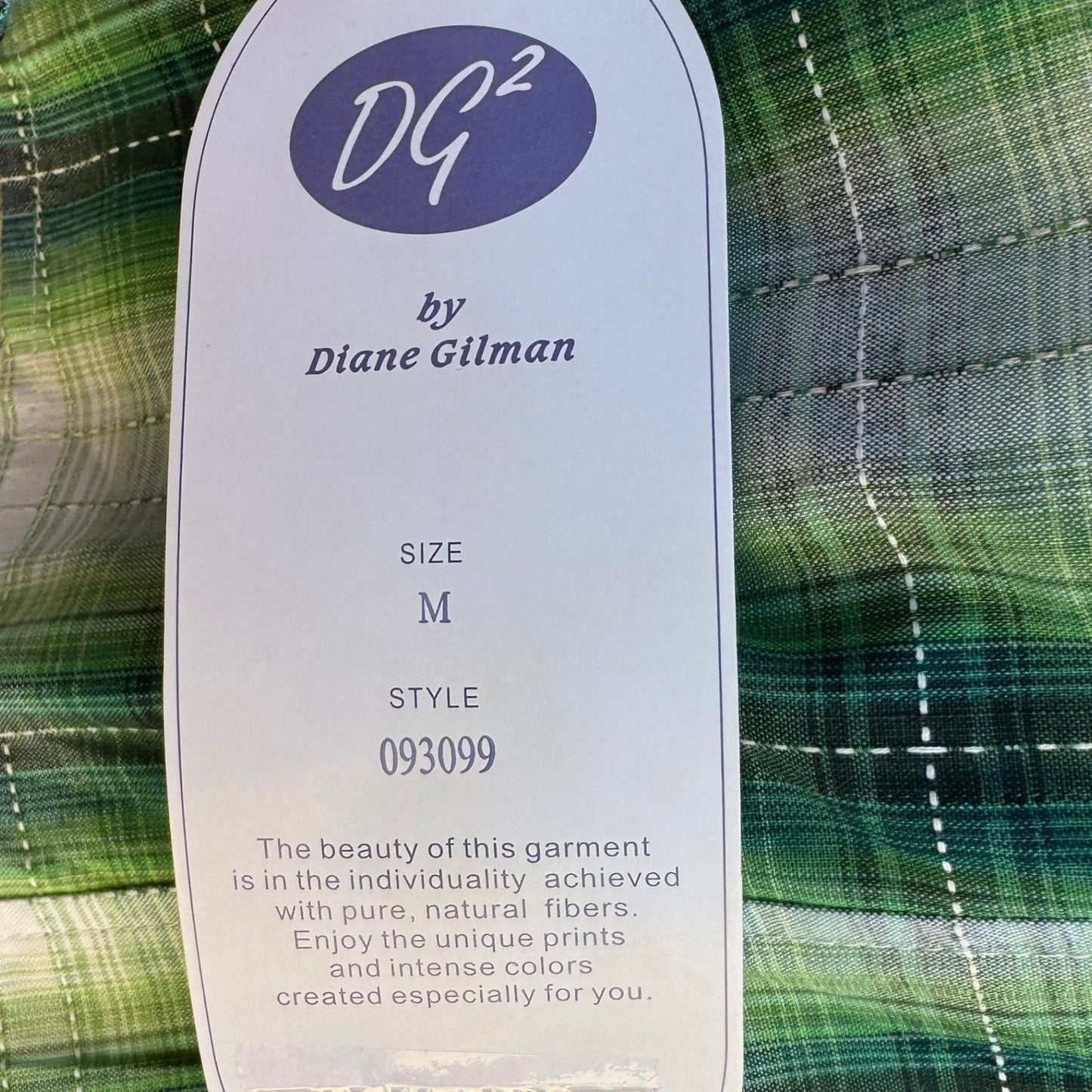 Diane Gilman DG2 Green Plaid Floral Embroidered Western Button Up Shirt M NEW