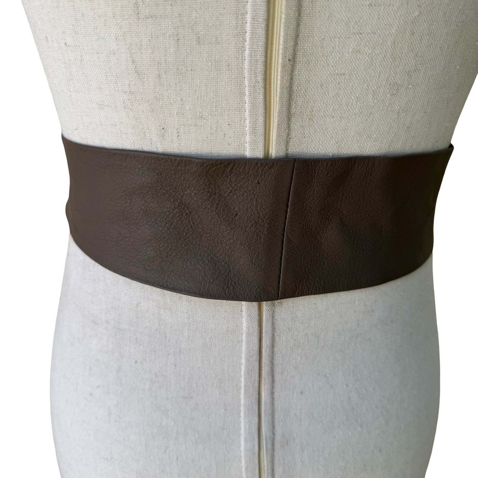 Zara Minimalist Boho Brown 100% Leather Tie Waist Obi Belt Silver Hardware NEW
