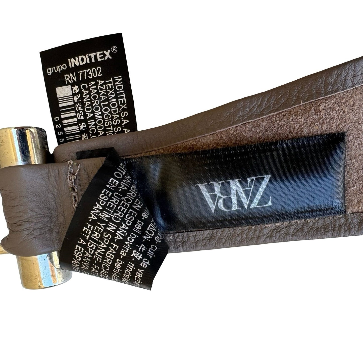 Zara Minimalist Boho Brown 100% Leather Tie Waist Obi Belt Silver Hardware NEW
