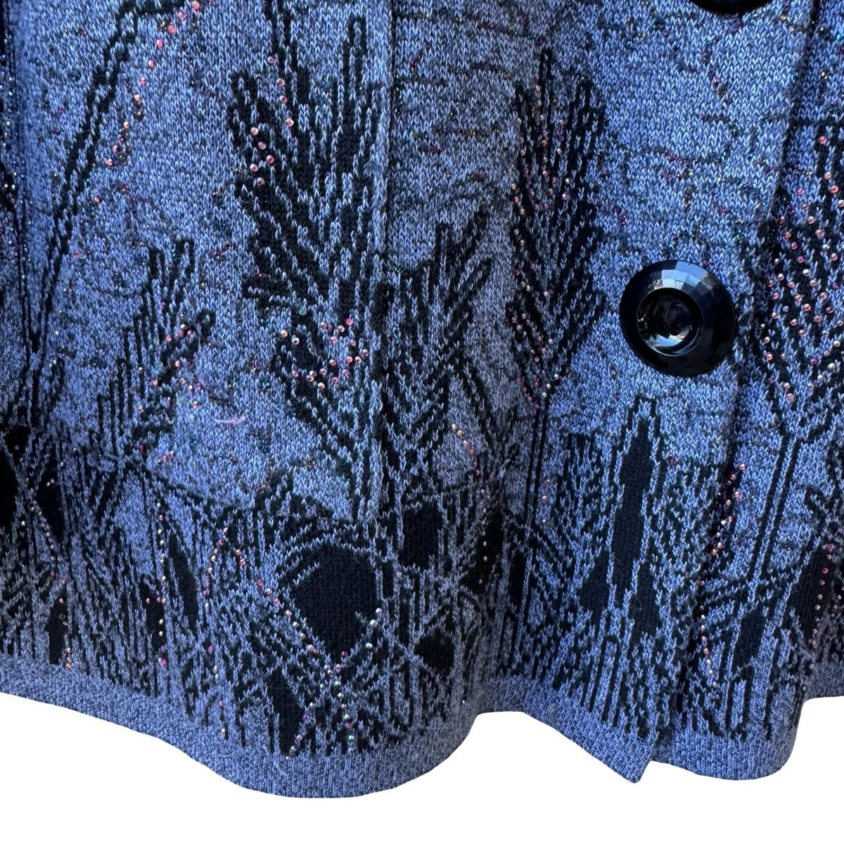 T-C Fashion Cottagecore Whimsigoth Sequin Floral Knit Cardigan Dark Mori L NEW