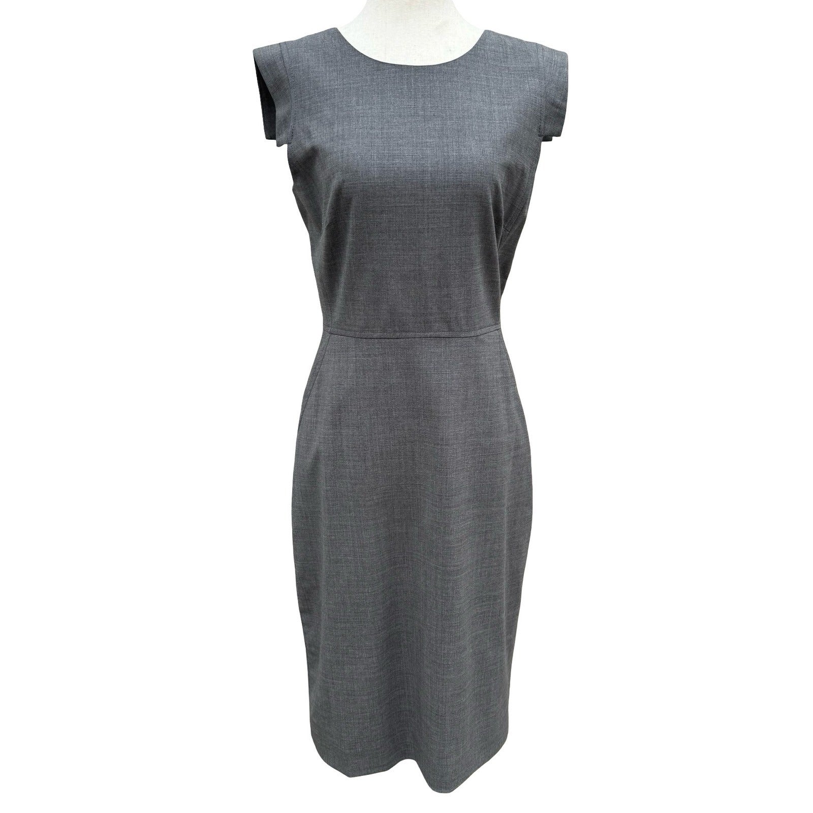 J.Crew Gray Italian Stretch Wool Tollegno 1900 Sheath Resume Dress Cap Sleeve 4