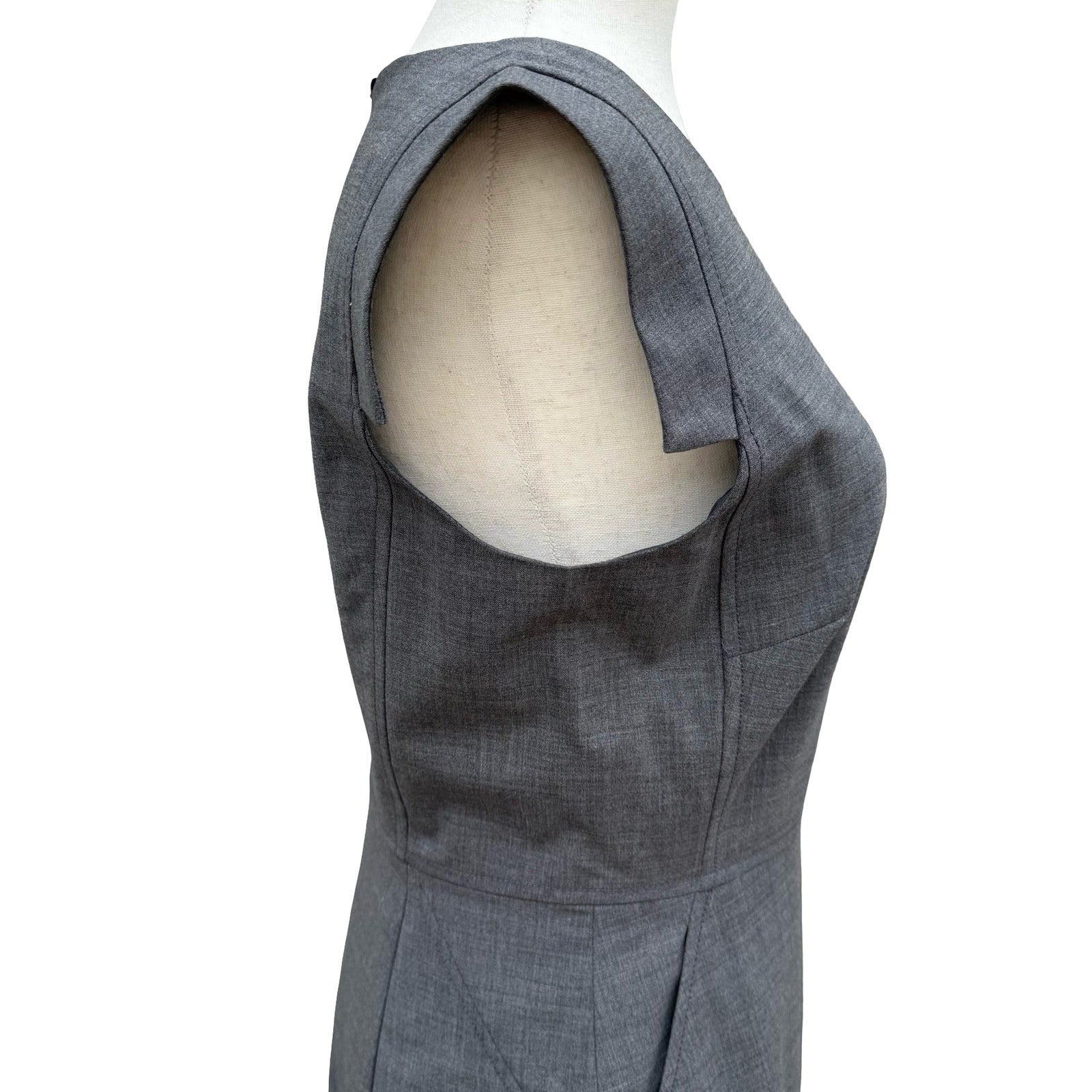 J.Crew Gray Italian Stretch Wool Tollegno 1900 Sheath Resume Dress Cap Sleeve 4