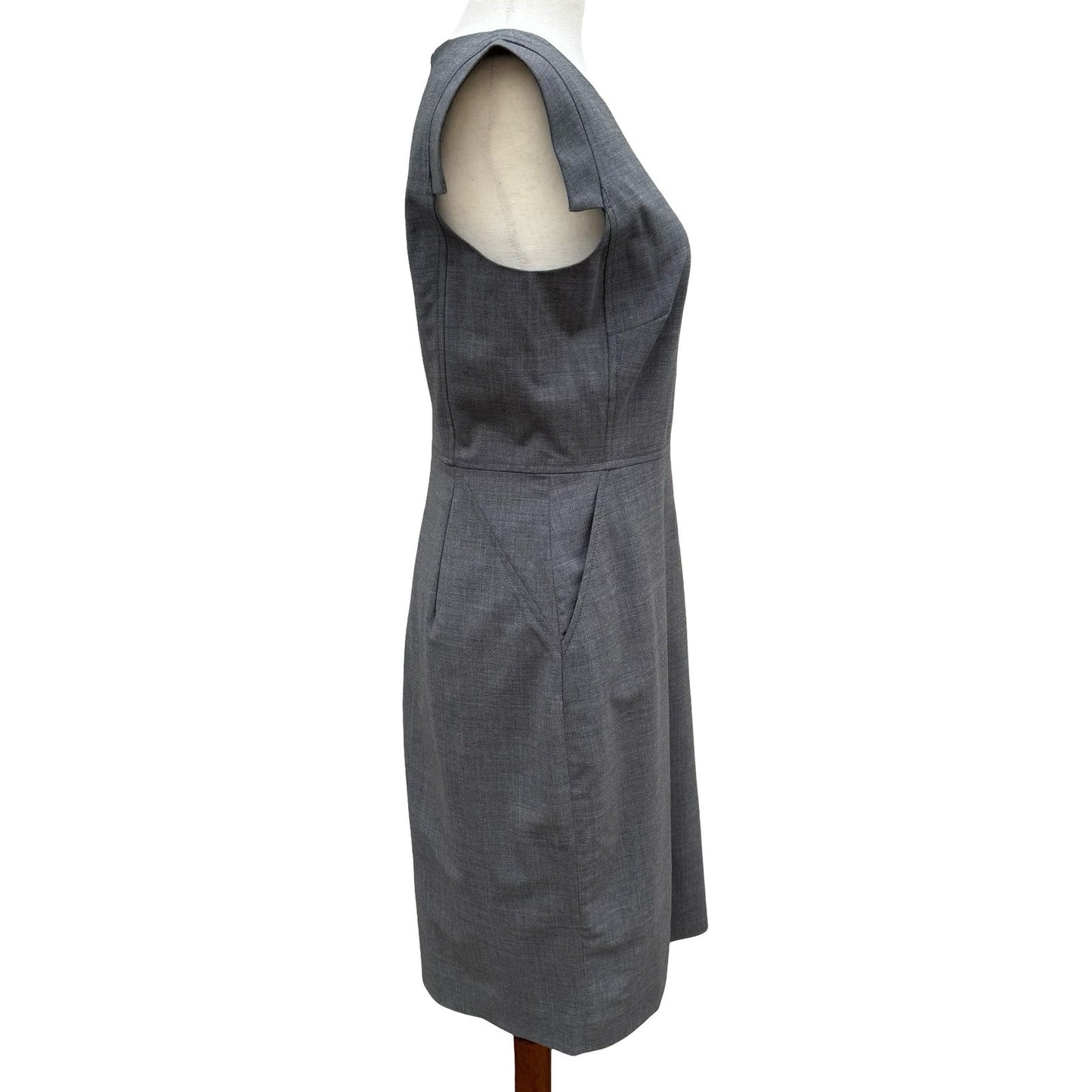 J.Crew Gray Italian Stretch Wool Tollegno 1900 Sheath Resume Dress Cap Sleeve 4
