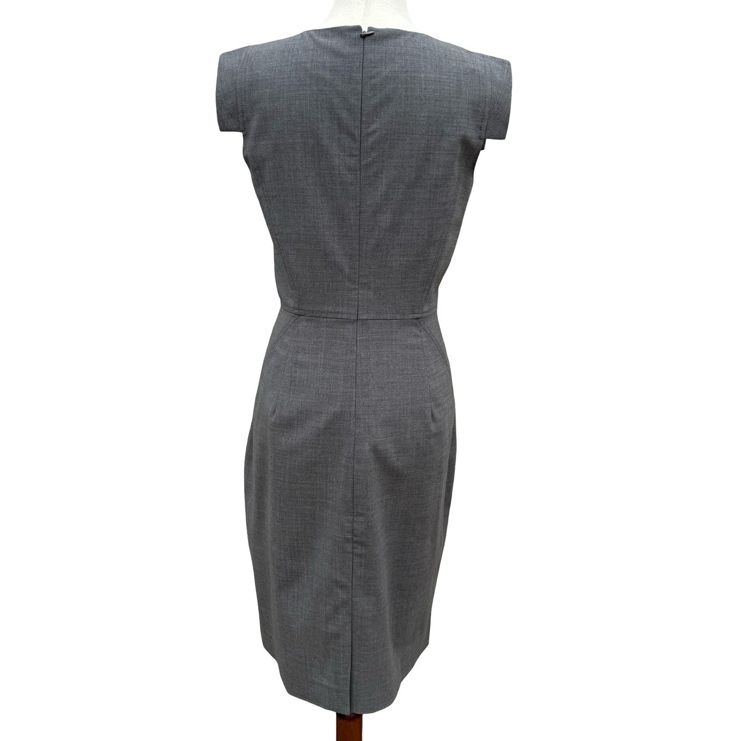 J.Crew Gray Italian Stretch Wool Tollegno 1900 Sheath Resume Dress Cap Sleeve 4