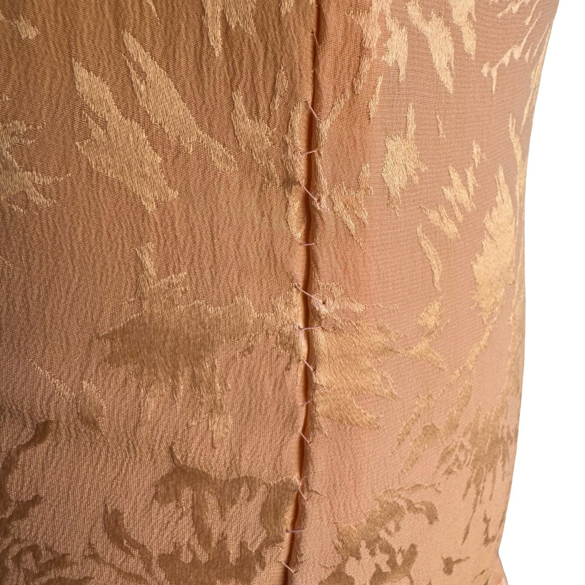 Private Collection Marshall Fields Vintage 80s Peach Silk Jacquard Ruffle Dress