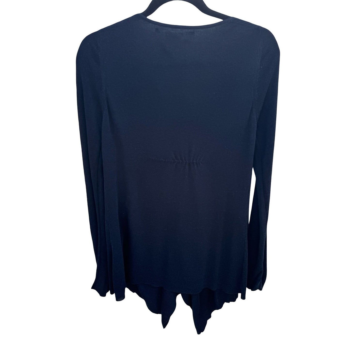 Max Studio Silk Blend Draped Cardigan Minimalist Quiet Luxury Womens M Black