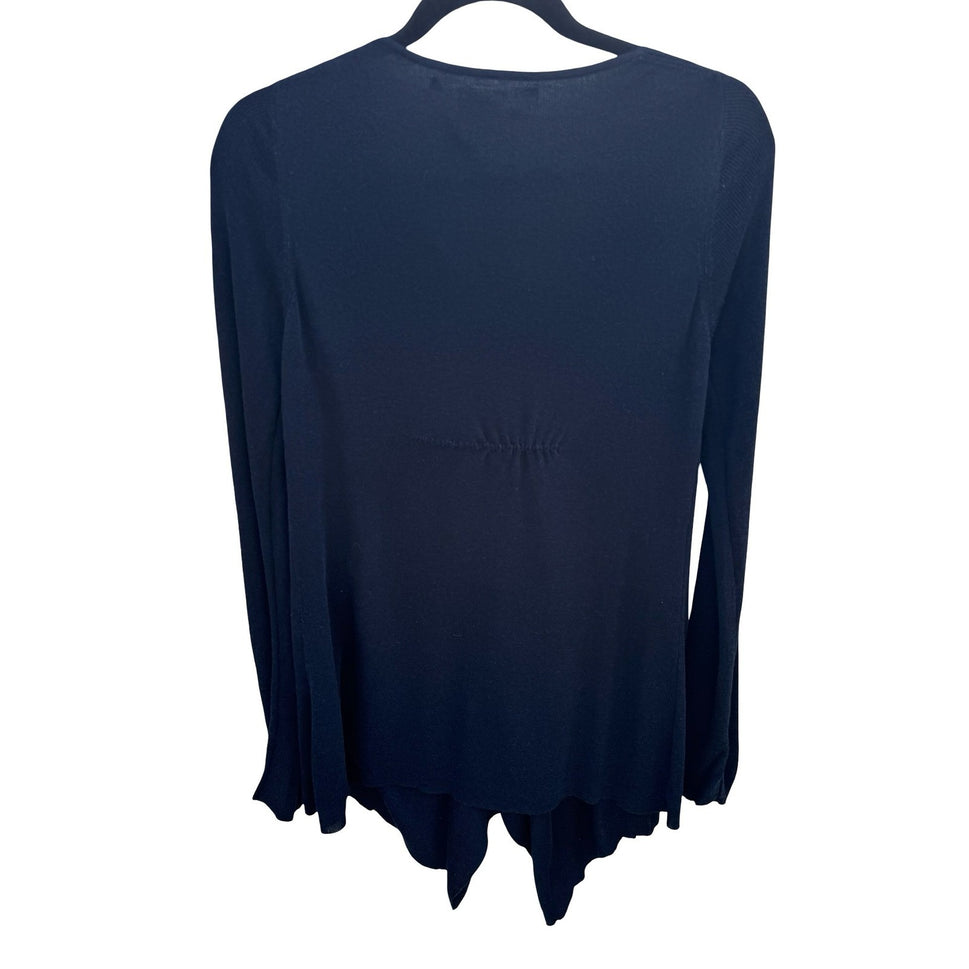 Max Studio Silk Blend Draped Cardigan Minimalist Quiet Luxury Womens M Black