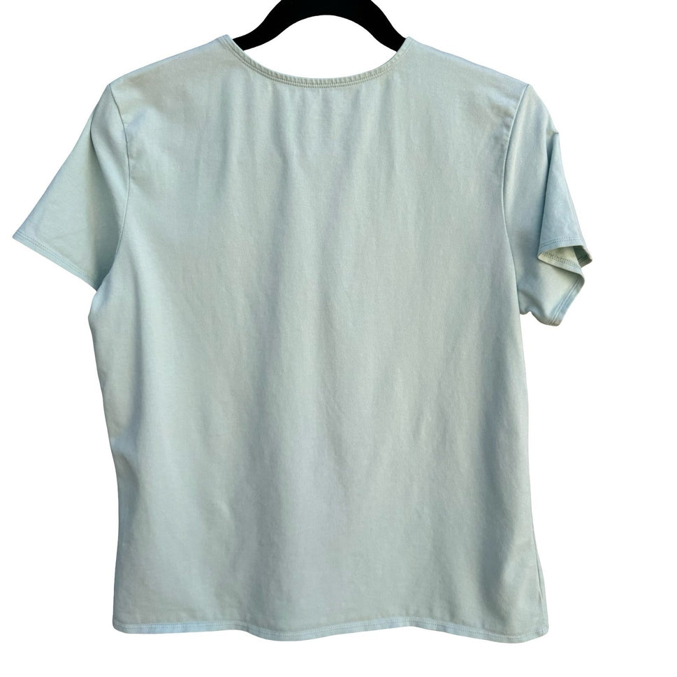 J. Jill Y2K Womens Mint Green Short Sleeve Simple Tee Cotton Lycra Shirt Large