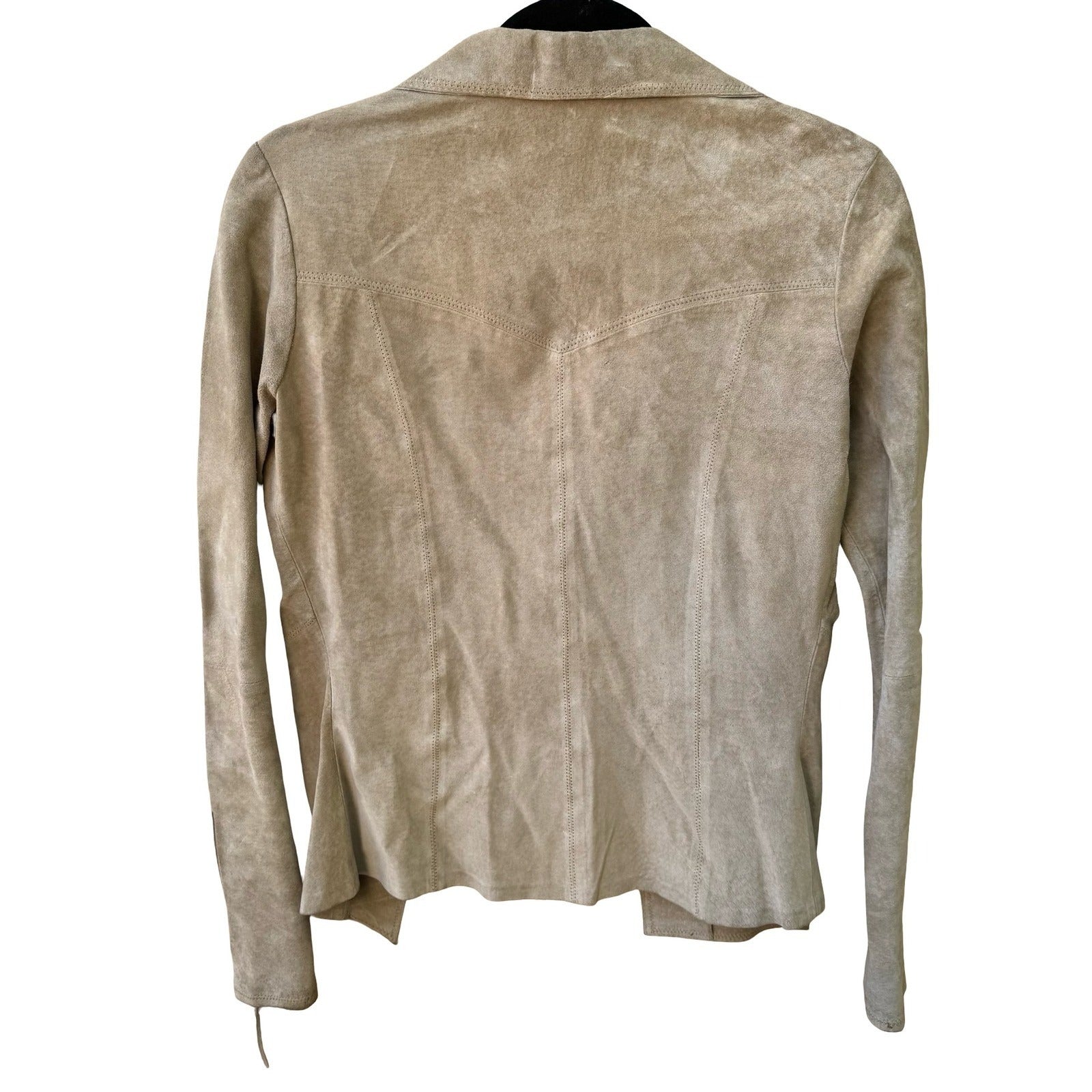 Jane Doe Y2K Leather Suede Boho Cowgirl Festival Western Lace Up Jacket Tan XS