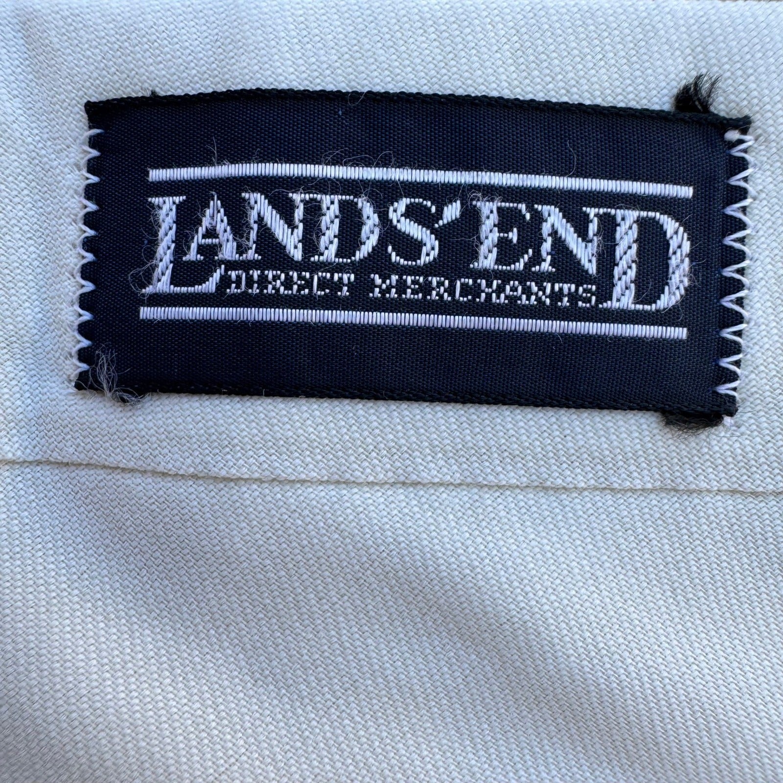 Lands End Direct Merchants Vintage Mens Khaki Twill Trousers Button Pockets Tan